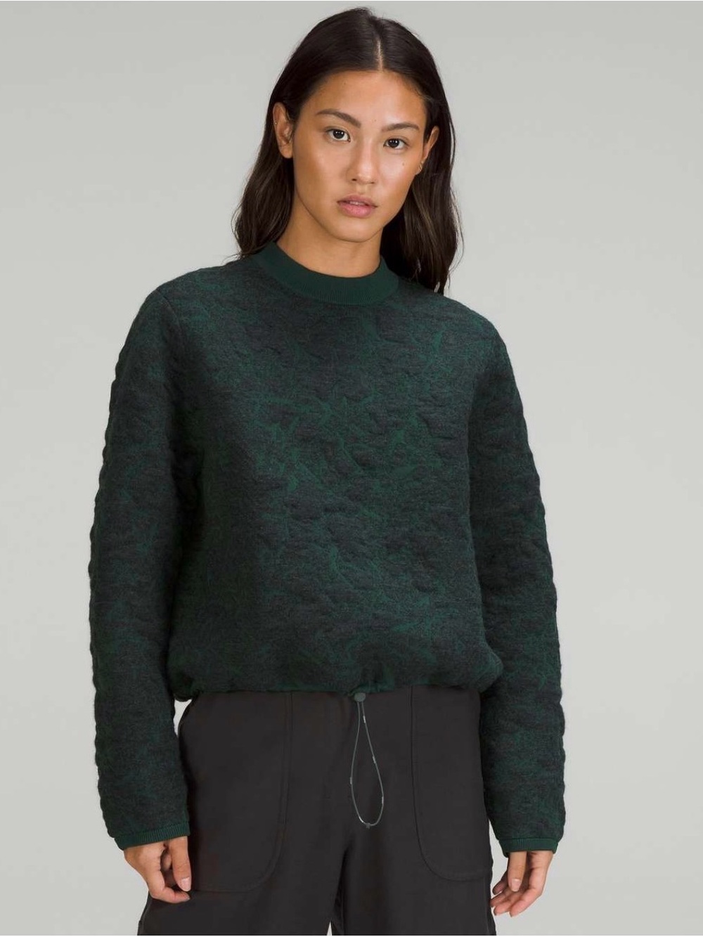 Lululemon Jacquard Multi Textured Crewneck Sweater in Heathered Smoked Spruce